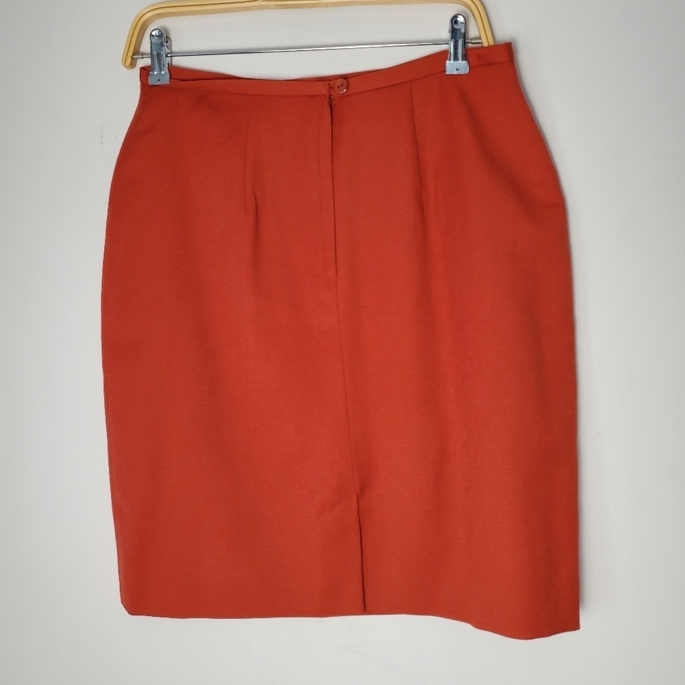 Vintage Conrad C Wool Orange Blazer and Pencil Skirt Set - Picture 3 of 15